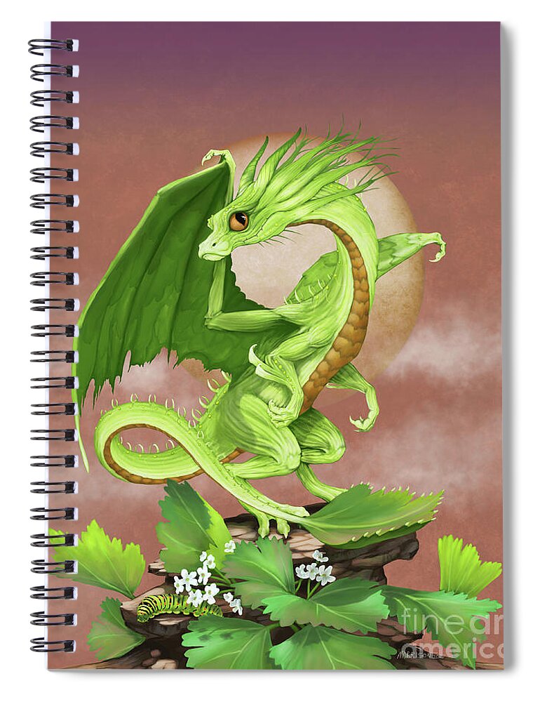 Celery Spiral Notebook featuring the digital art Celery Dragon by Stanley Morrison