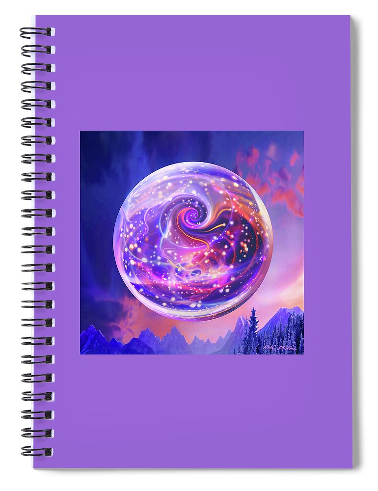 Celestial Spiral Notebook featuring the digital art Celestial Snow Globe by Robin Moline
