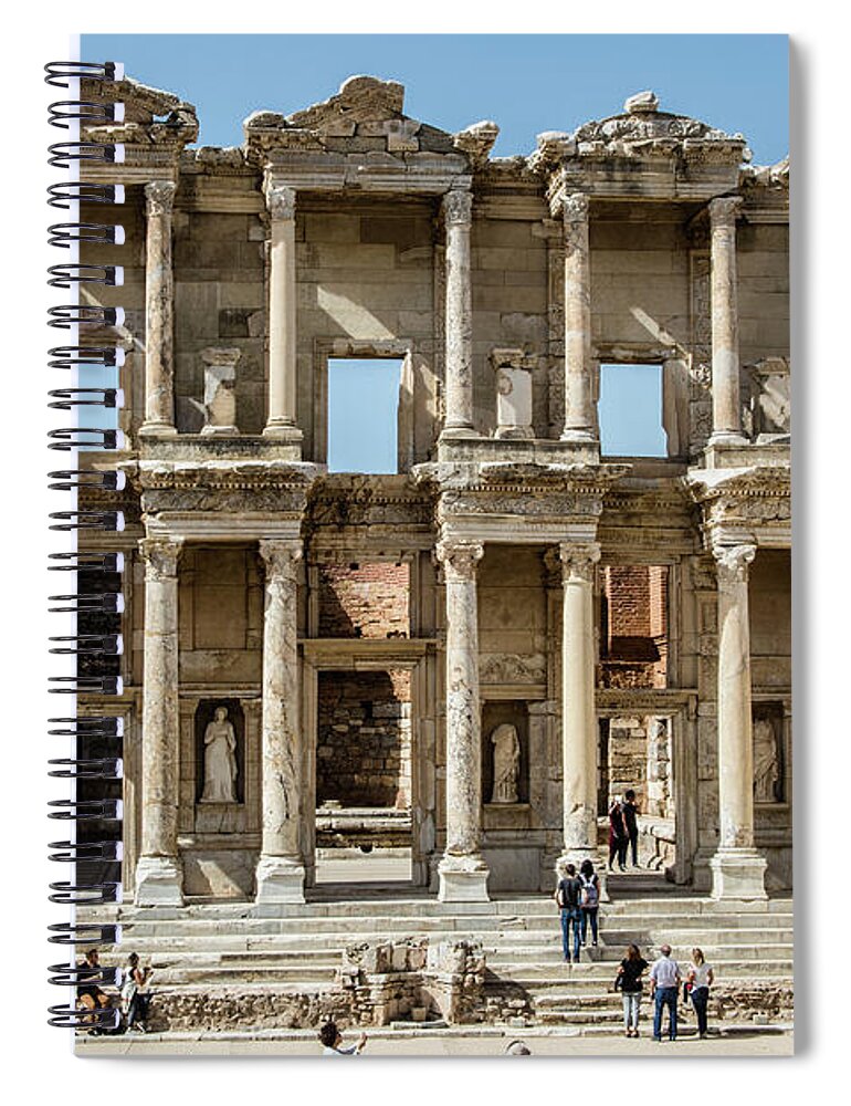 Turkey Spiral Notebook featuring the photograph Celsus Library by Kathy McClure