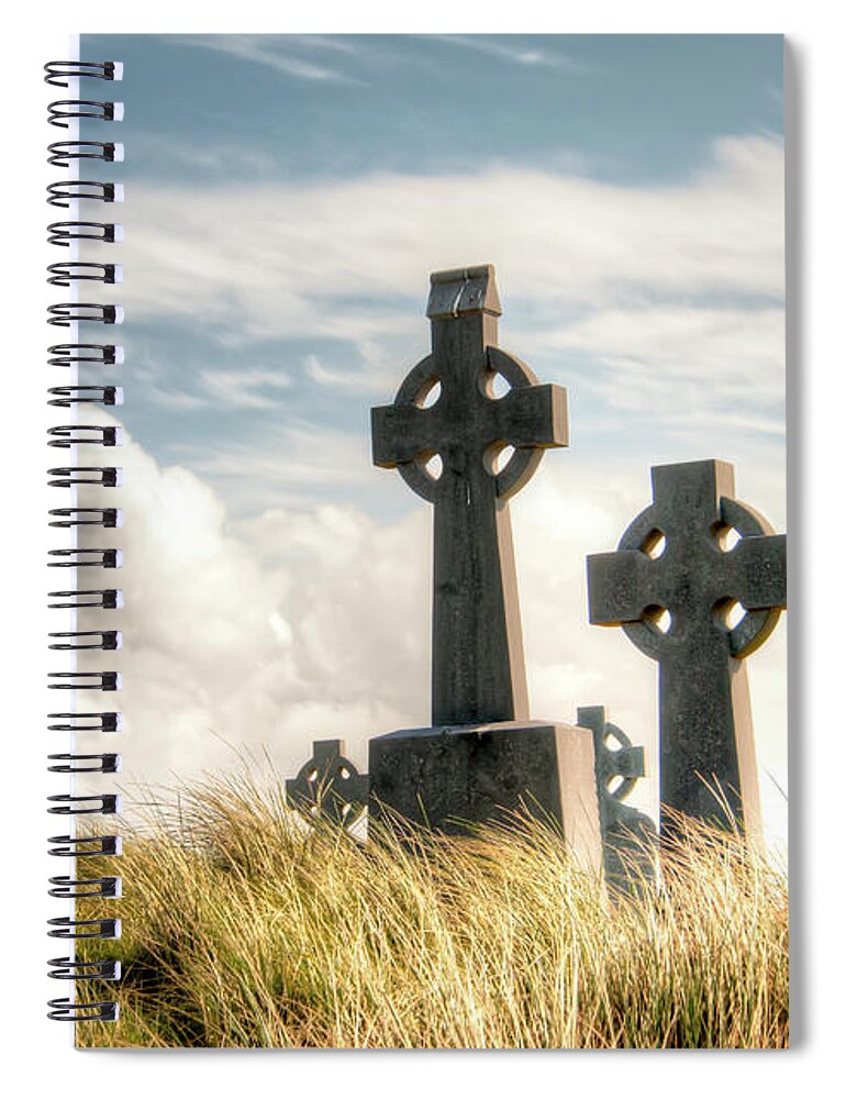 Aran Islands Spiral Notebook featuring the photograph Celtic Grave Markers by Natasha Bishop