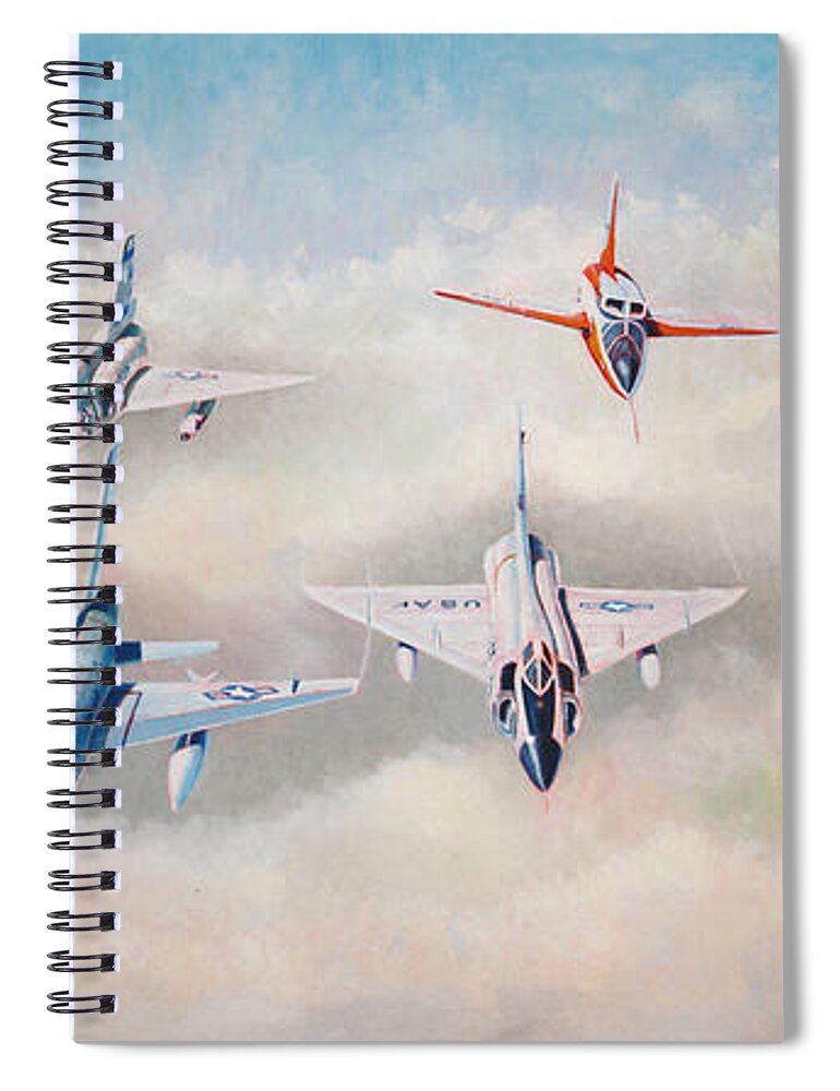 Aviation Spiral Notebook featuring the painting Century Series Fantasy Formation II by Douglas Castleman