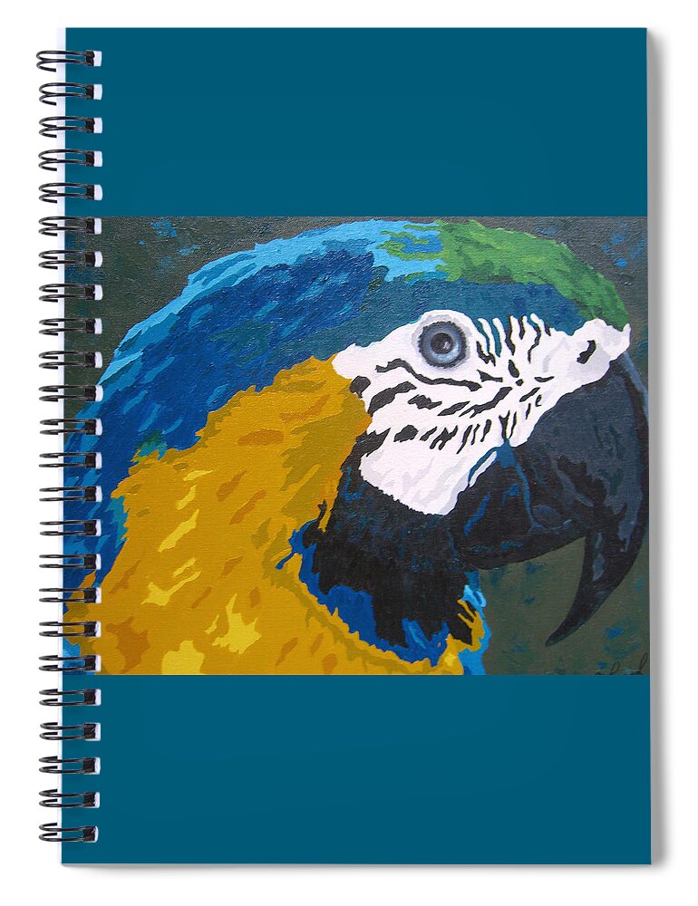 Macaw Spiral Notebook featuring the painting Cerulean Beauty by Cheryl Bowman