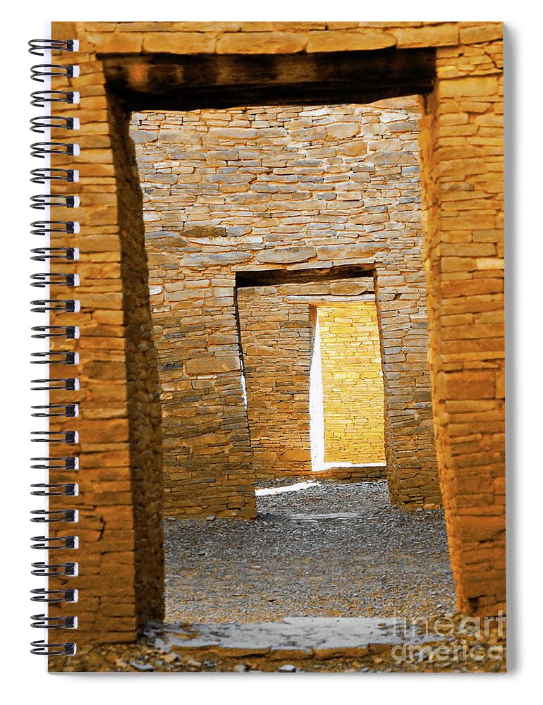 Digital Color Photo Spiral Notebook featuring the photograph Chaco Canyon Doorways by Tim Richards