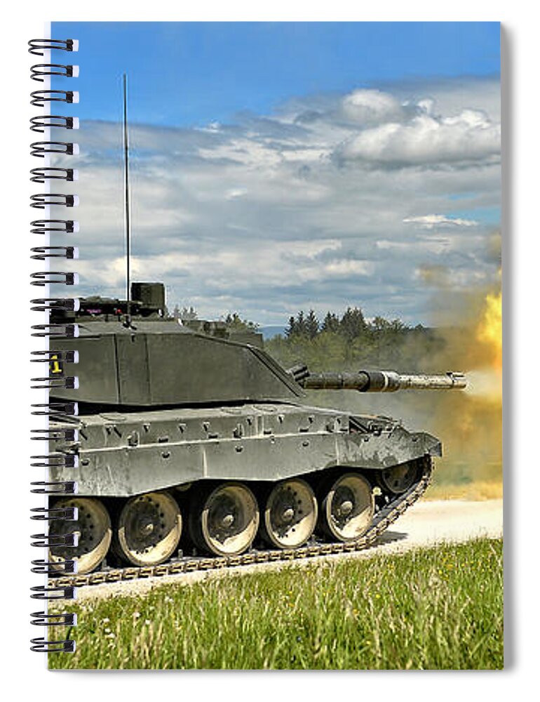 Armoured Fighting Vehicles (afv) Spiral Notebook featuring the photograph Challenger Firing by Roy Pedersen