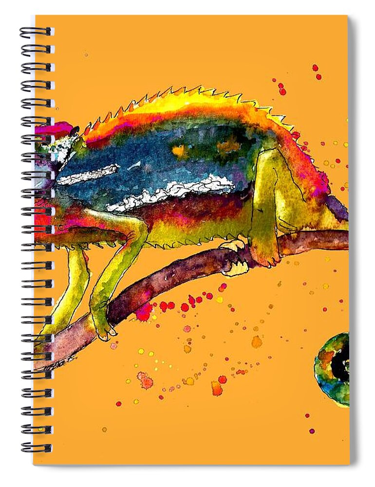 Chameleon Spiral Notebook featuring the painting Chameleon by Petra Stephens