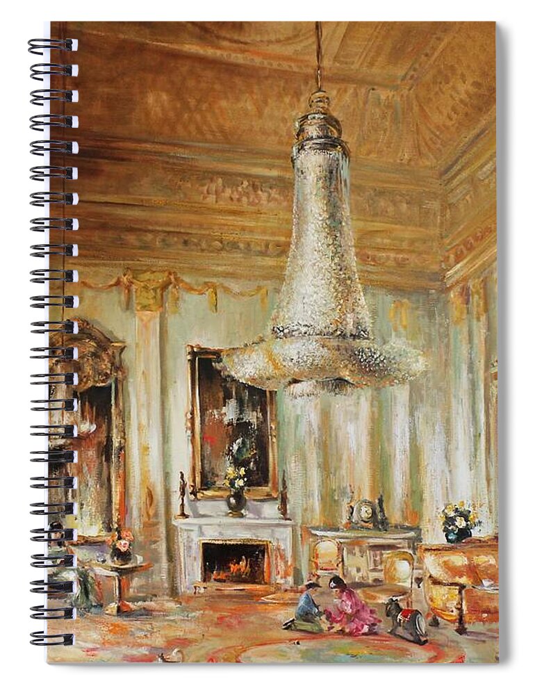 Chandelier Spiral Notebook featuring the painting Chandelier by Vali Irina Ciobanu