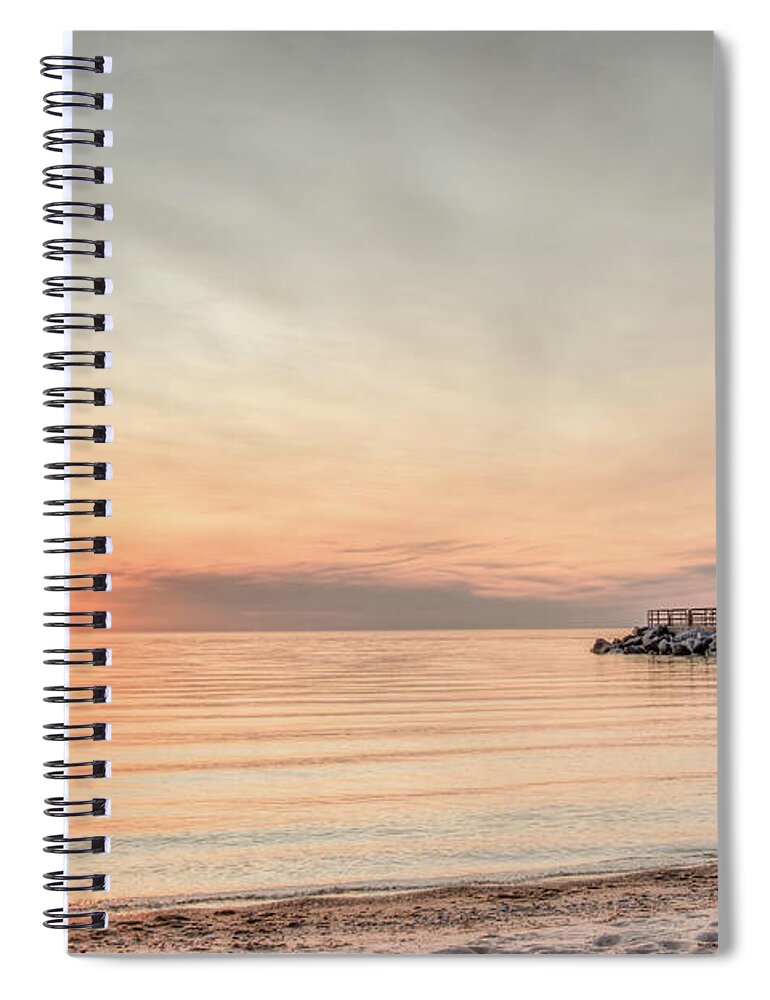 Charlevoix Spiral Notebook featuring the photograph Charelvoix Lighthouse in Charlevoix, Michigan by Peter Ciro