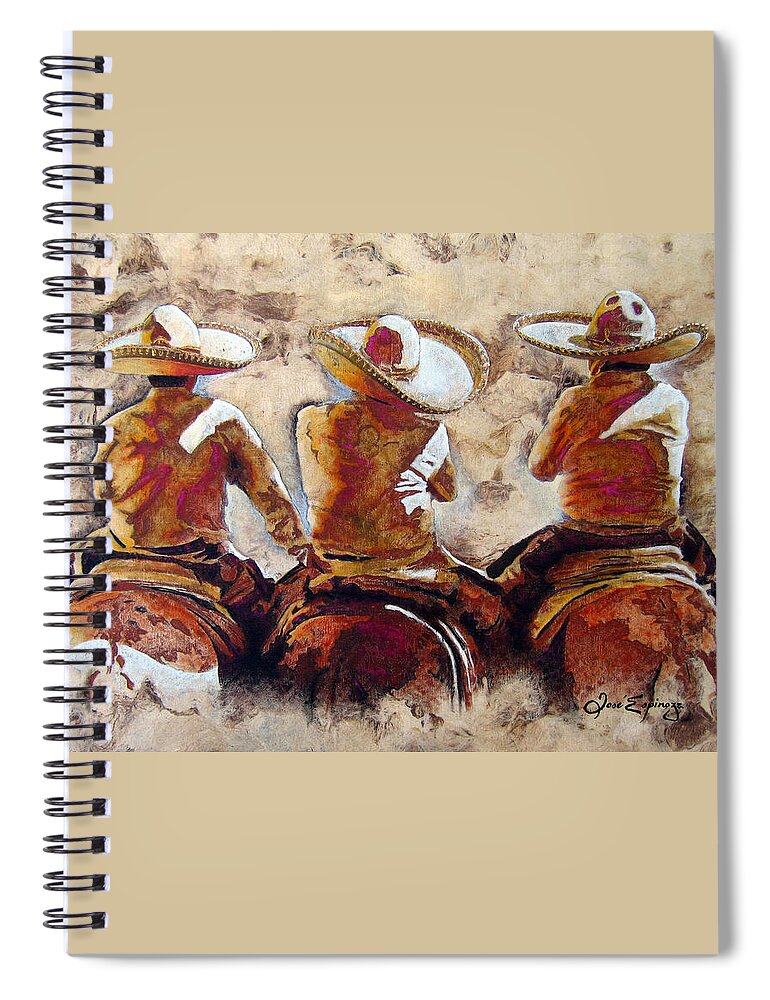 Jarabe Tapatio Spiral Notebook featuring the painting C H A R R O . F R I E N D S by J U A N - O A X A C A