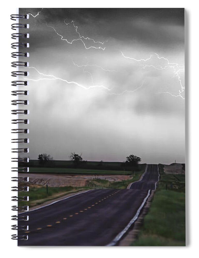 \boardroom Art\ Spiral Notebook featuring the photograph Chasing The Storm - BW and Color by James BO Insogna