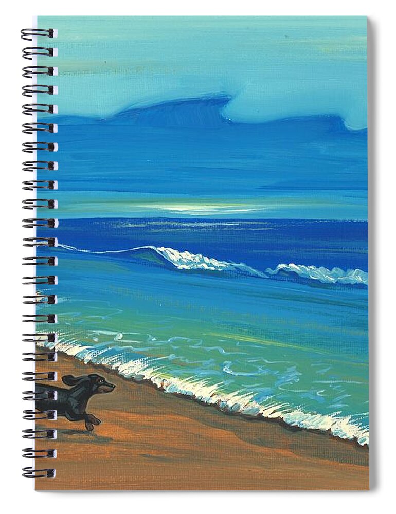 Print Spiral Notebook featuring the painting Chasing The Tide by Margaryta Yermolayeva
