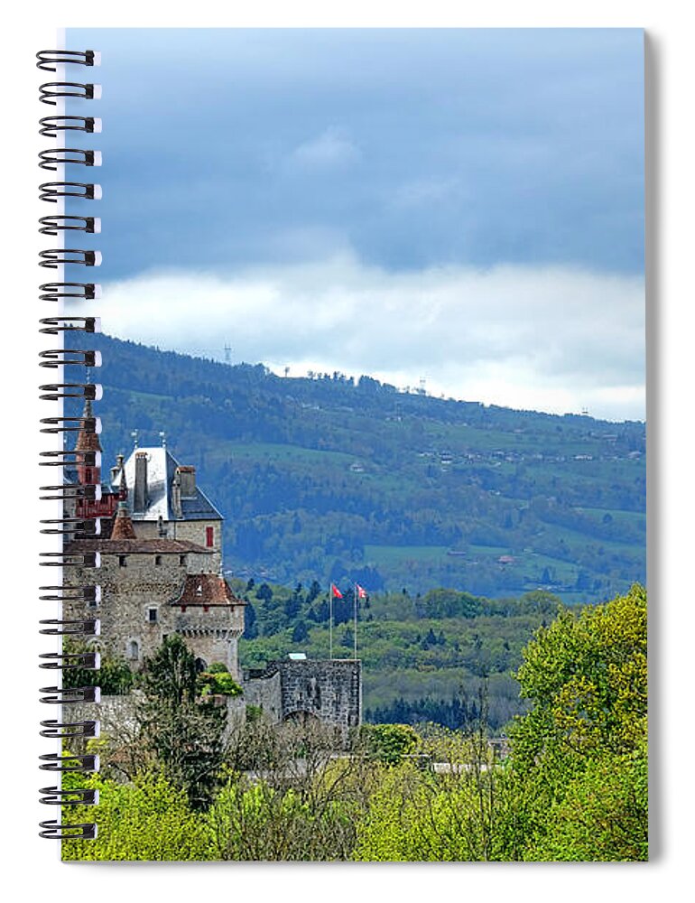 Chateau Spiral Notebook featuring the photograph Chateau de Menthon Castle by Olivier Le Queinec