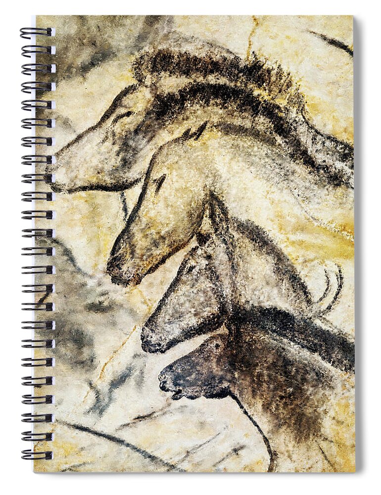 Chauvet Horse Spiral Notebook featuring the painting Chauvet Horses by Weston Westmoreland