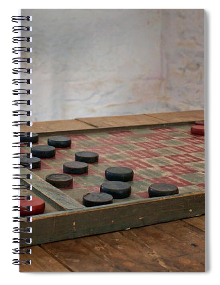 Vintage Spiral Notebook featuring the photograph Checkered Past - Checkers by Nikolyn McDonald