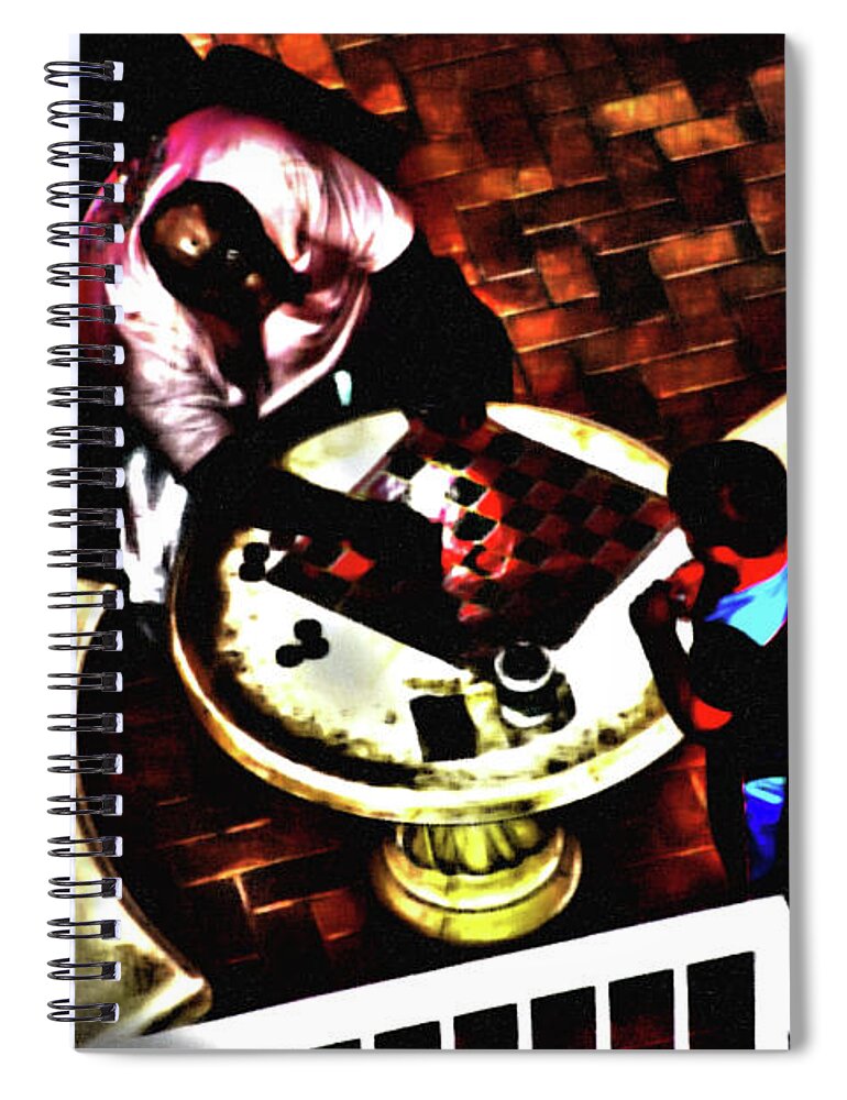 Checkers Spiral Notebook featuring the photograph Checkers After Dark by Gina O'Brien