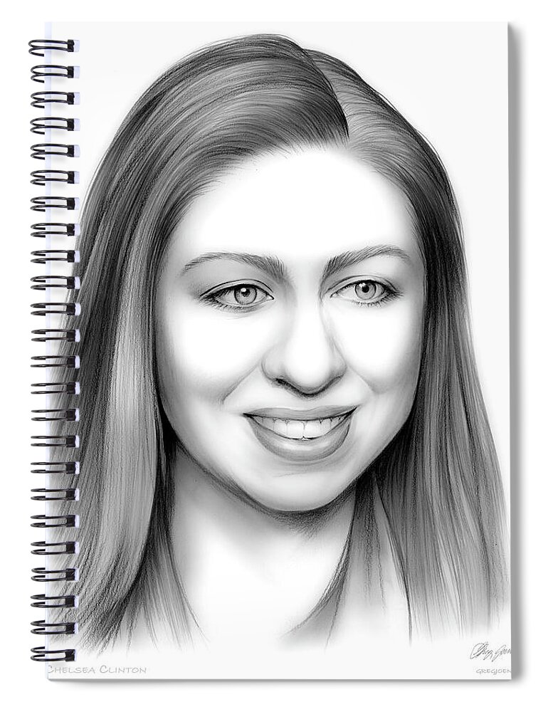 Chelsea Clinton Spiral Notebook featuring the drawing Chelsea Clinton by Greg Joens