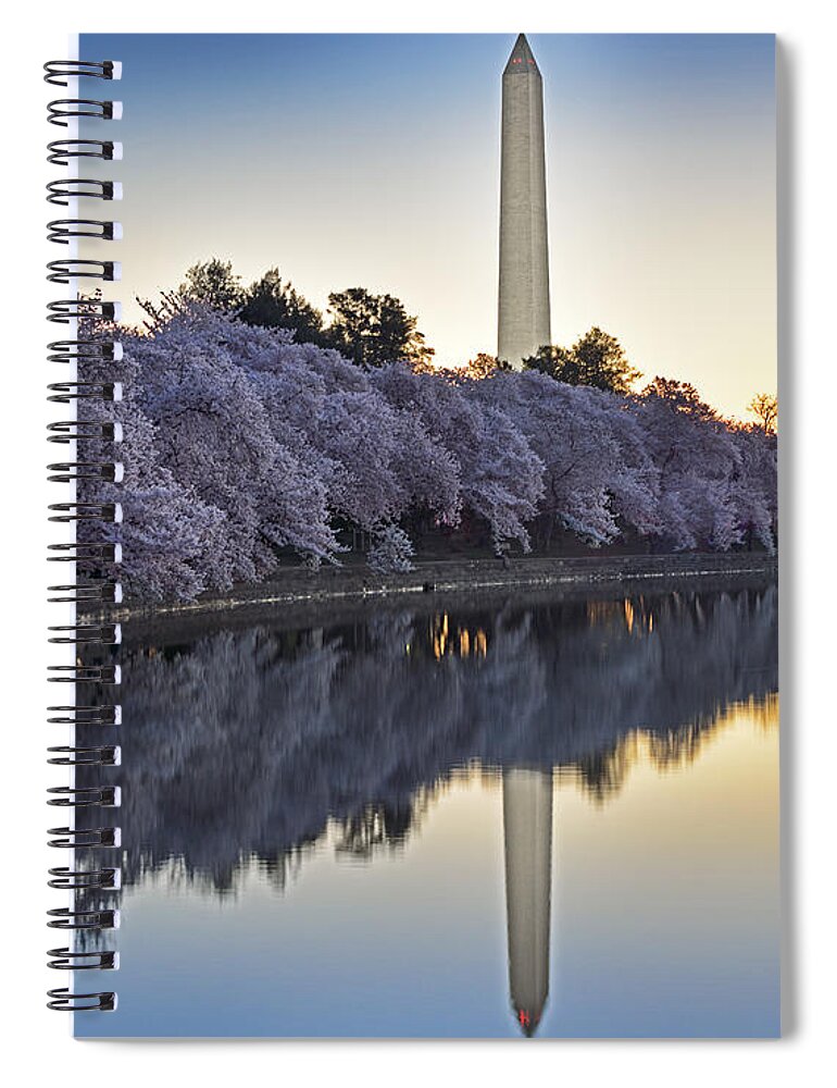 Washington Dc Sunrise Spiral Notebook featuring the photograph Cherry Blossom Festival - Washington DC by Brendan Reals