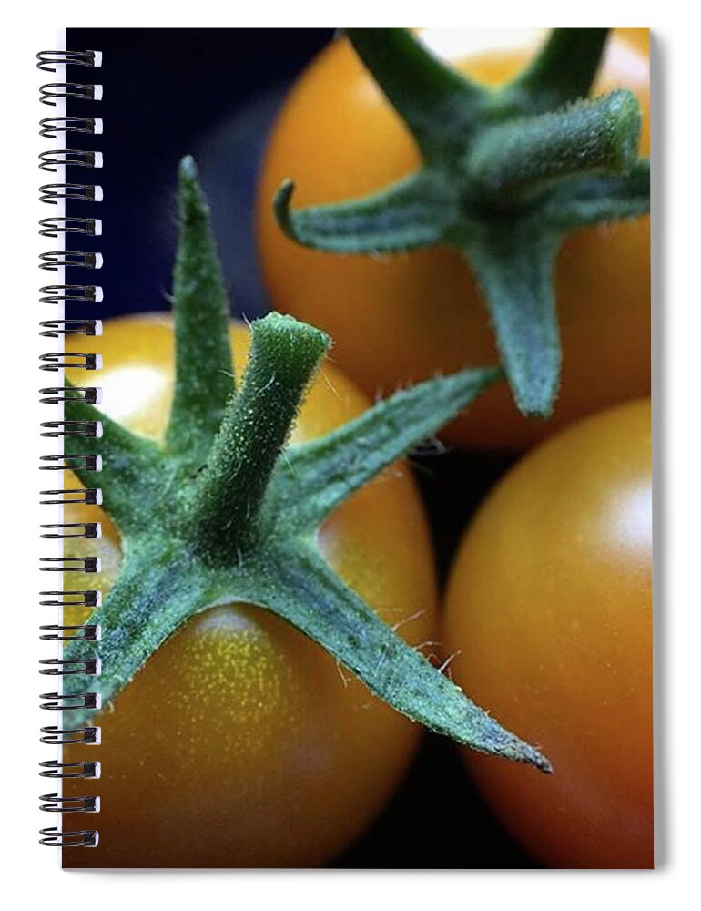 Summer Spiral Notebook featuring the photograph Cherry 'maters From My Garden. #macro by Ginger Oppenheimer