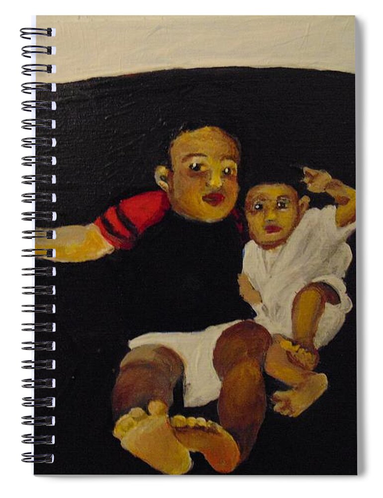 Babies Spiral Notebook featuring the painting Cherubs by Saundra Johnson