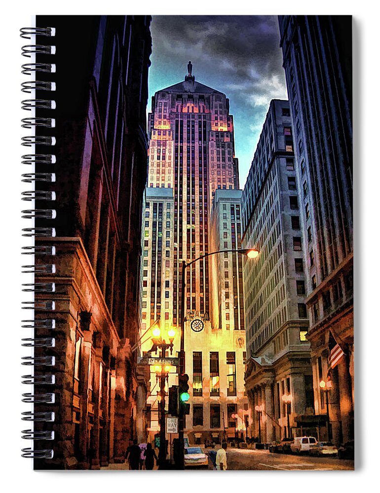 Chicago Spiral Notebook featuring the painting Chicago Board of Trade by Christopher Arndt