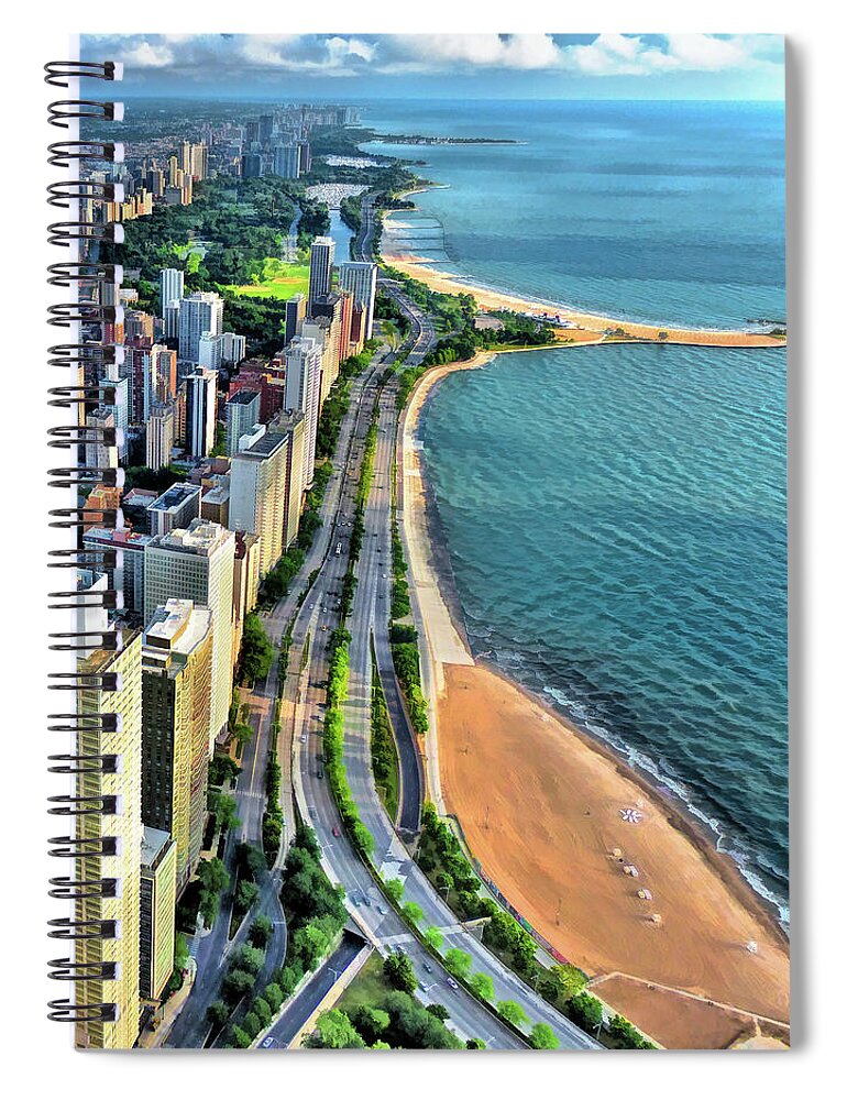 Chicago Spiral Notebook featuring the painting Chicago Gold Coast by Christopher Arndt