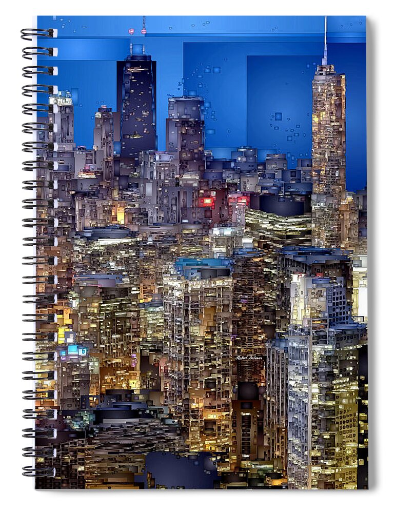 Rafael Salazar Spiral Notebook featuring the digital art Chicago. Illinois by Rafael Salazar