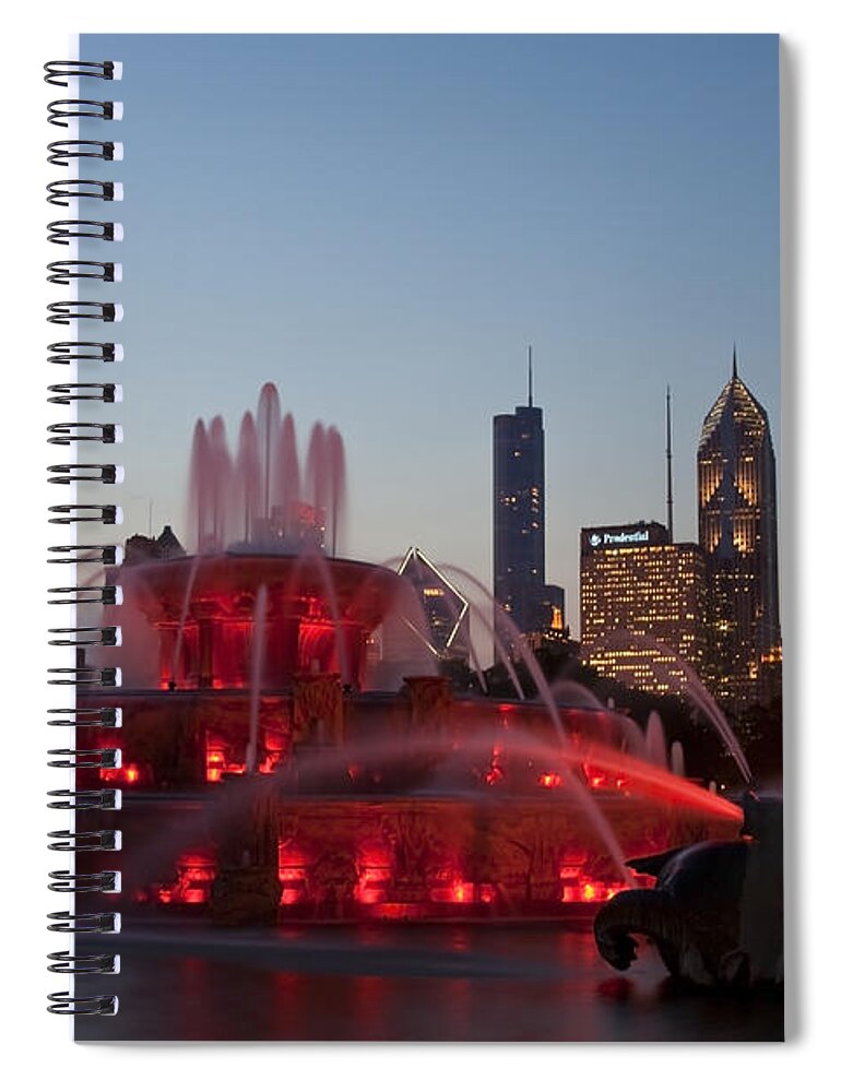 Chicago Spiral Notebook featuring the photograph Chicago Skyline and Buckingham Fountain by Sven Brogren