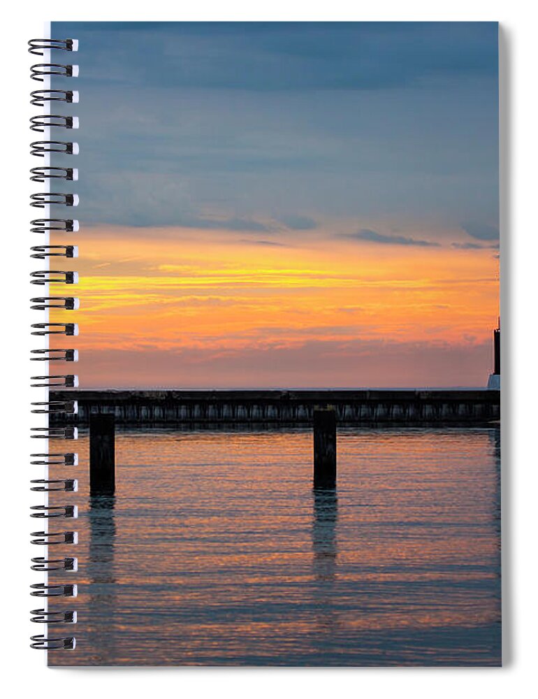 3scape Spiral Notebook featuring the photograph Chicago Sunrise at North Ave. Beach by Adam Romanowicz