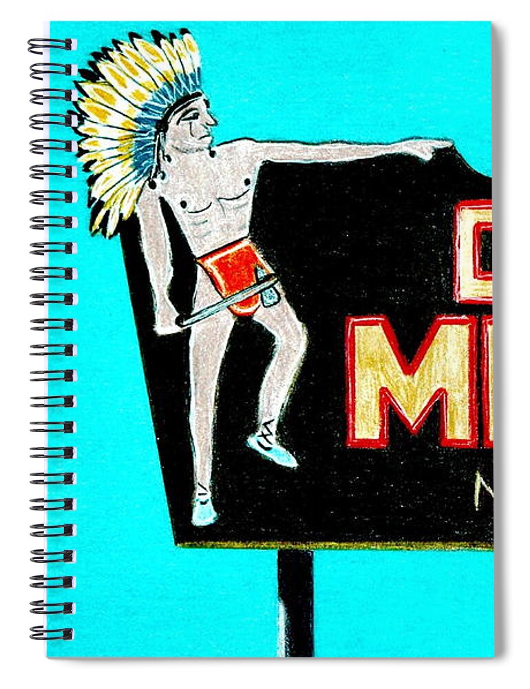Vintage Spiral Notebook featuring the drawing Chief Motel by Glenda Zuckerman