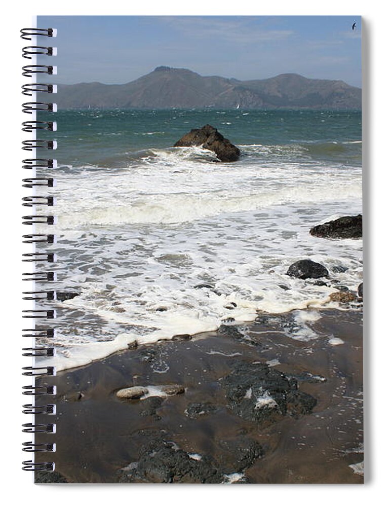 San Francisco Spiral Notebook featuring the photograph China Beach with Outgoing Wave by Carol Groenen