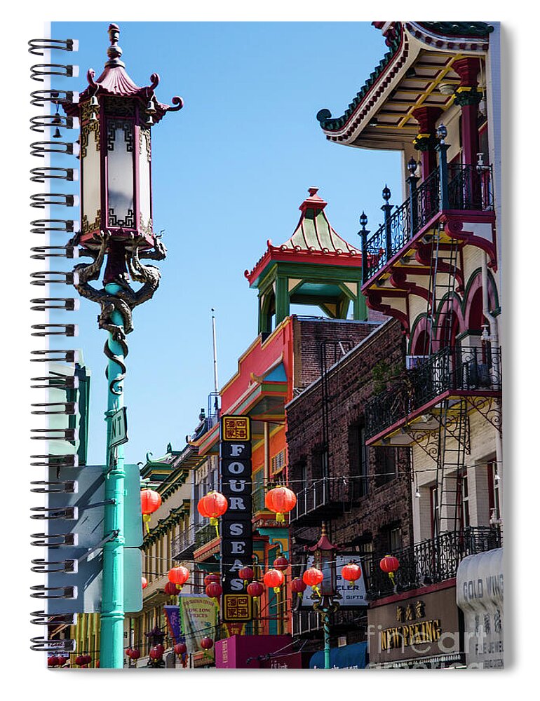 China Spiral Notebook featuring the photograph China Town by Judy Wolinsky
