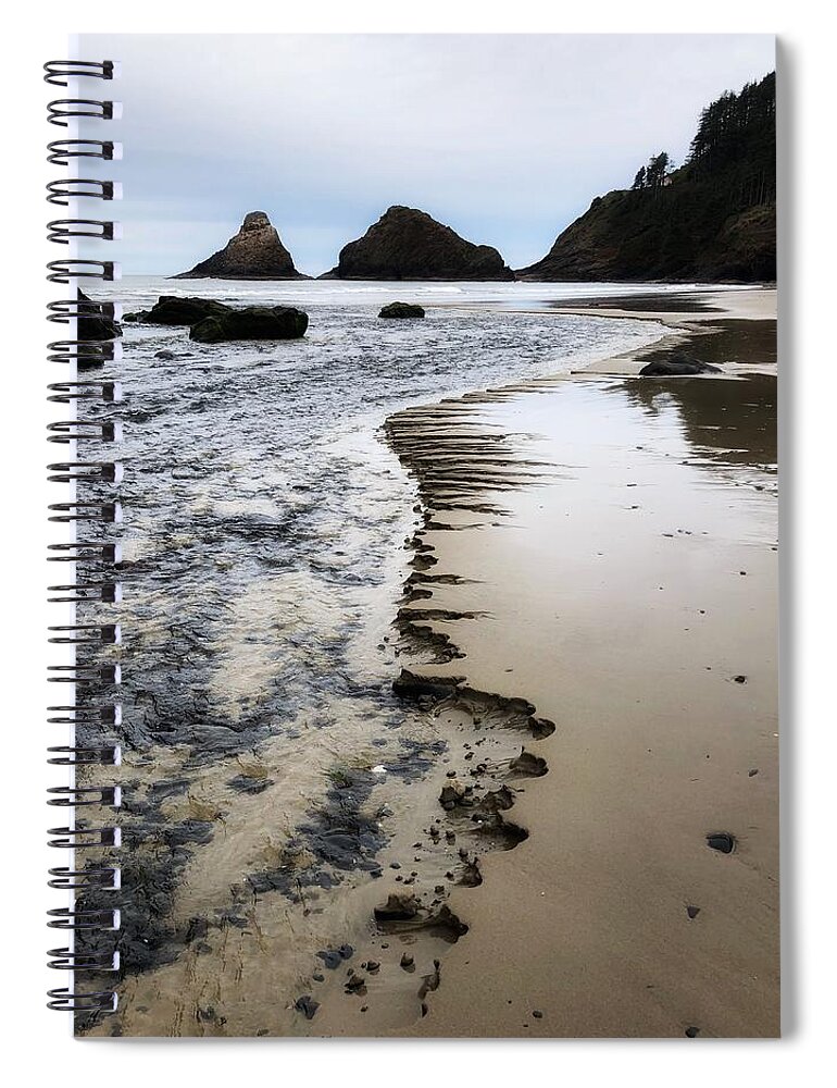 Chiseled Sand Spiral Notebook featuring the photograph Chiseled Beach by Bonnie Bruno