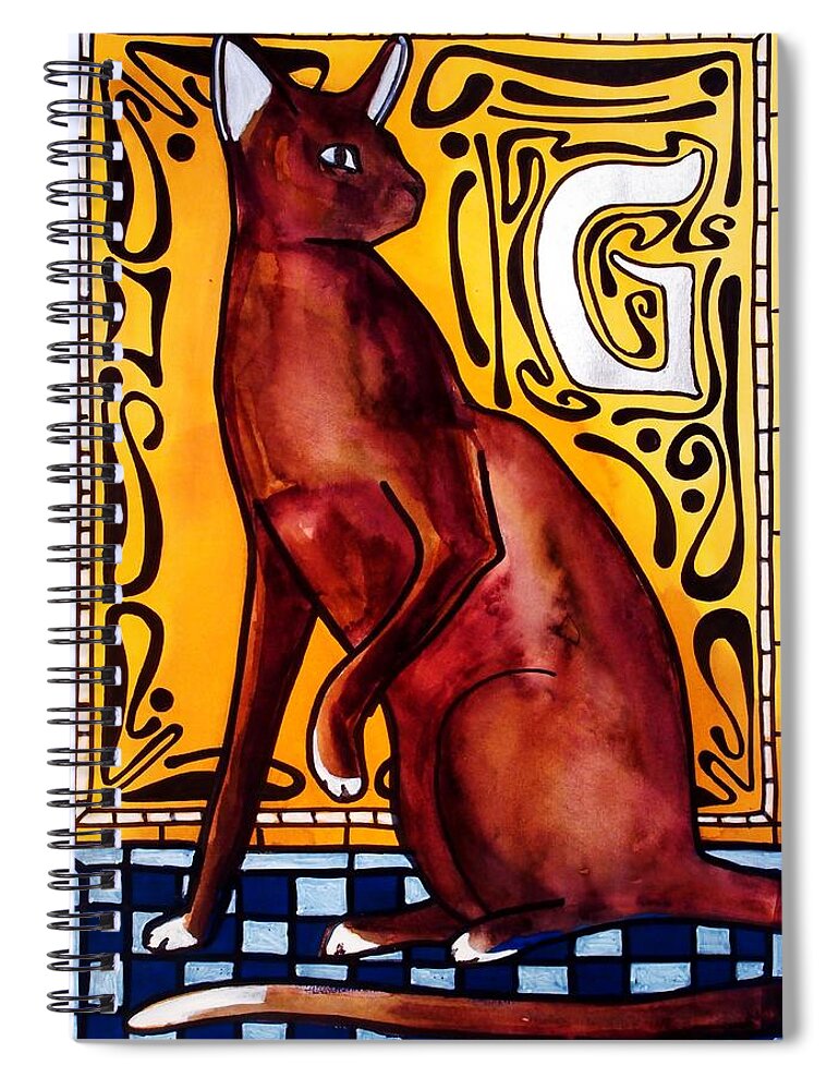 Chocolate Delight Spiral Notebook featuring the painting Chocolate Delight - Havana Brown Cat - Cat Art by Dora Hathazi Mendes by Dora Hathazi Mendes