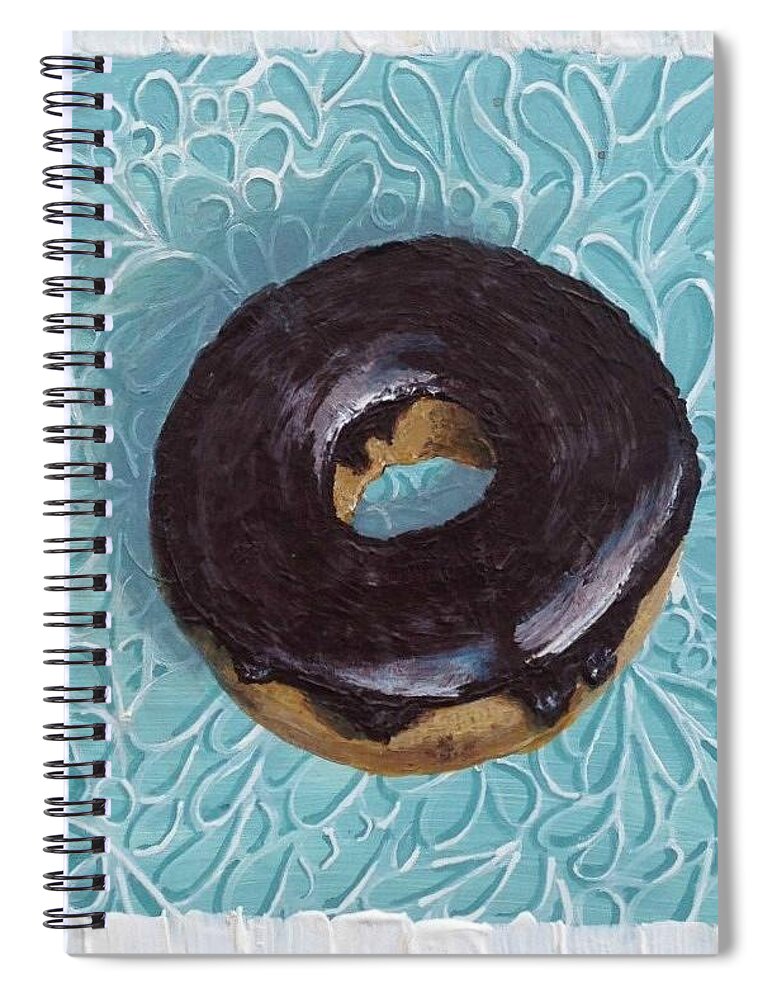 Donut Art Art Spiral Notebook featuring the painting Chocolate Glazed by Teresa Fry