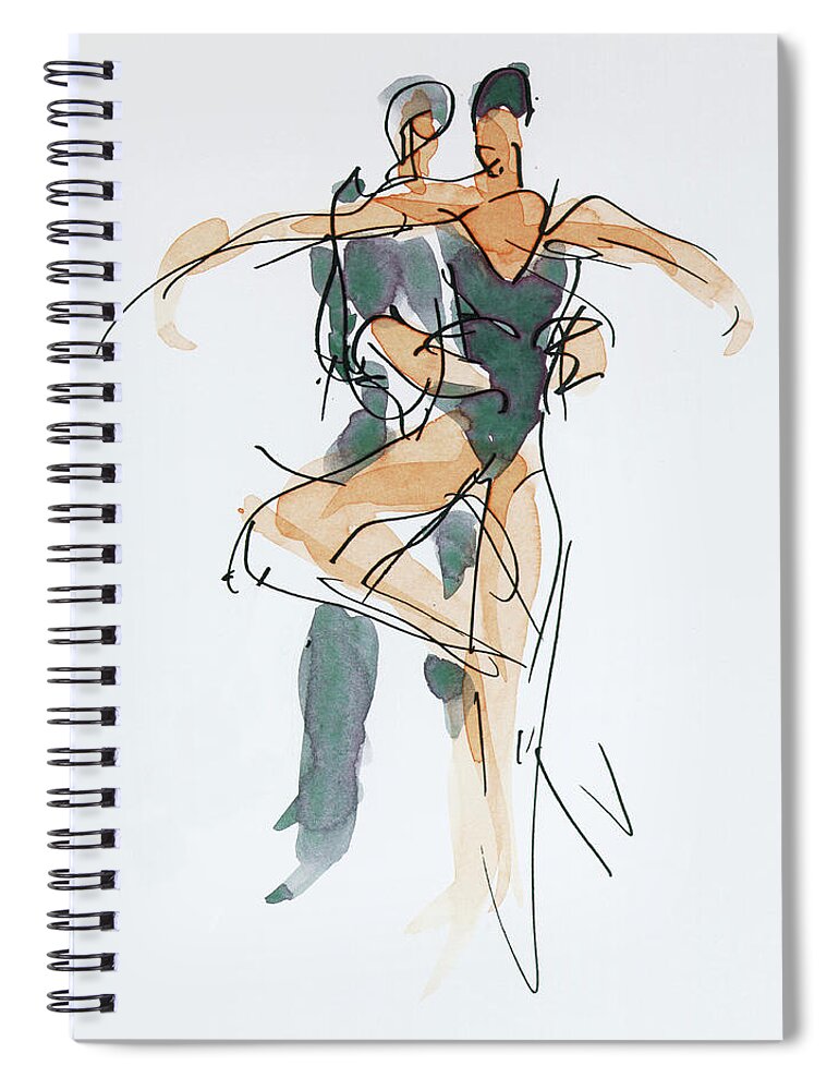 Choreographic Spiral Notebook featuring the drawing Choreographic lesson at The Royal Ballet School 01 by Peregrine Roskilly