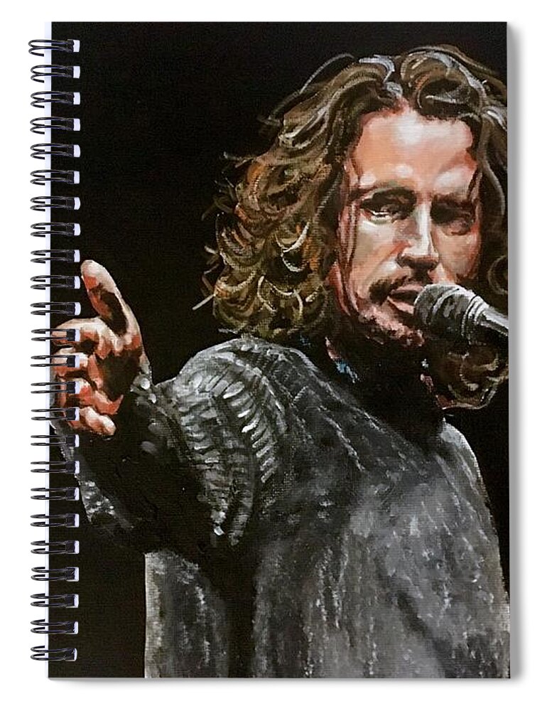 Chris Cornell Spiral Notebook featuring the painting Chris Cornell by Joel Tesch