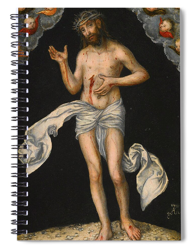Lucas Cranach The Elder Spiral Notebook featuring the painting Christ as Man of Sorrows by Lucas Cranach the Elder