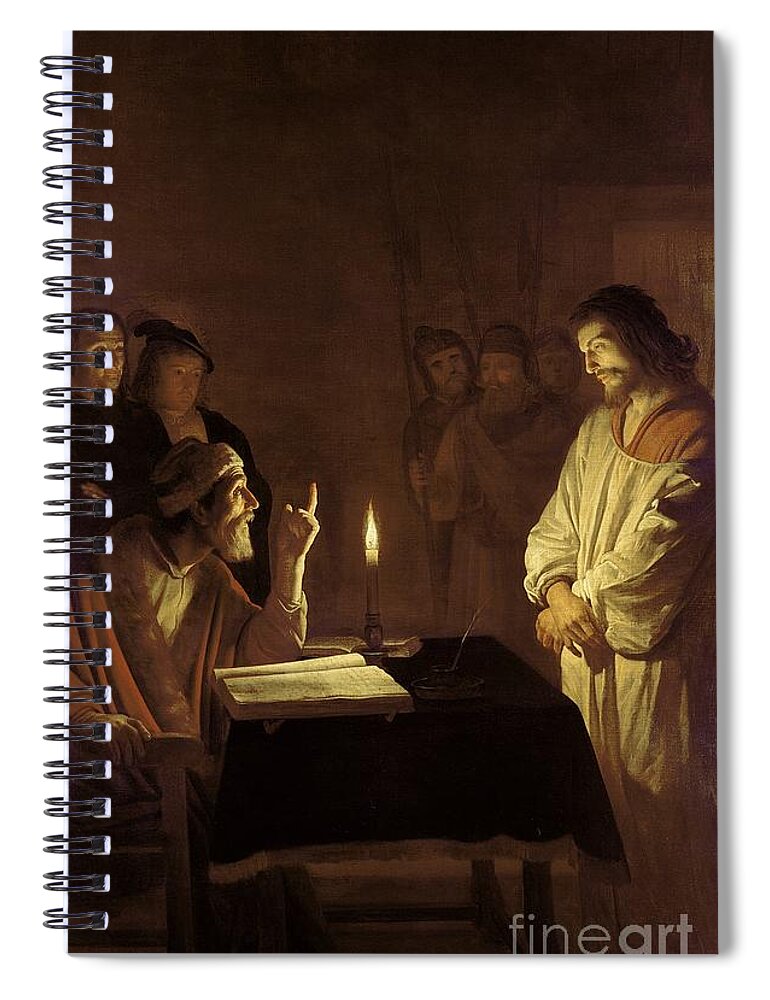 Christ Spiral Notebook featuring the painting Christ before the High Priest by Gerrit van Honthorst