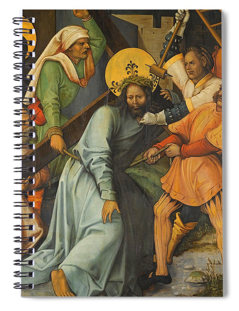 Hans Leonhard Schaufelein Spiral Notebook featuring the painting Christ Carrying the Cross by Hans Leonhard Schaufelein