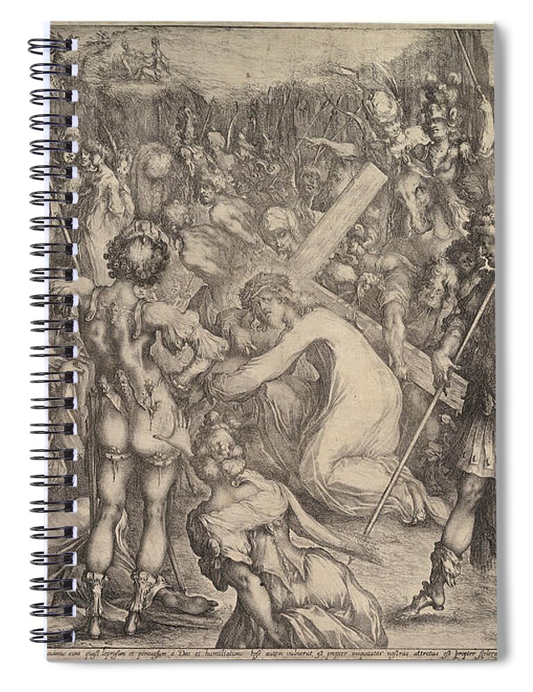 Jacques Bellange Spiral Notebook featuring the drawing Christ Carrying the Cross by Jacques Bellange