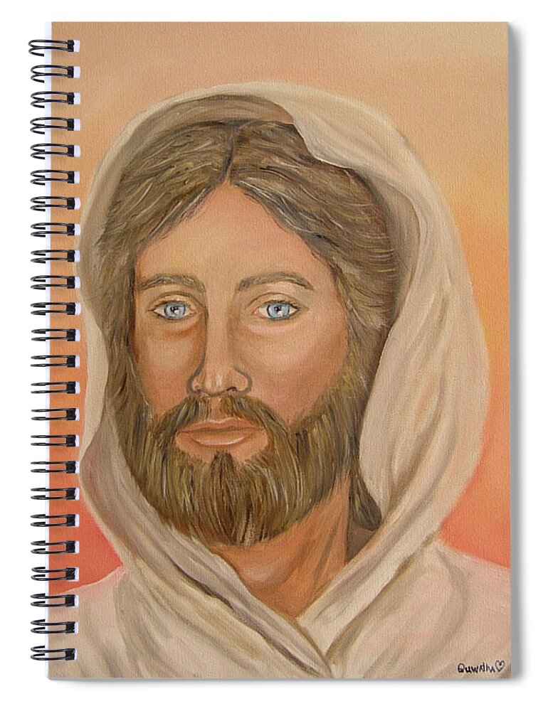 Christ Spiral Notebook featuring the painting Christ by Quwatha Valentine