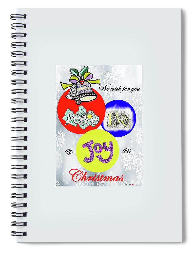 Christmas Spiral Notebook featuring the drawing Christmas 2 by Quwatha Valentine