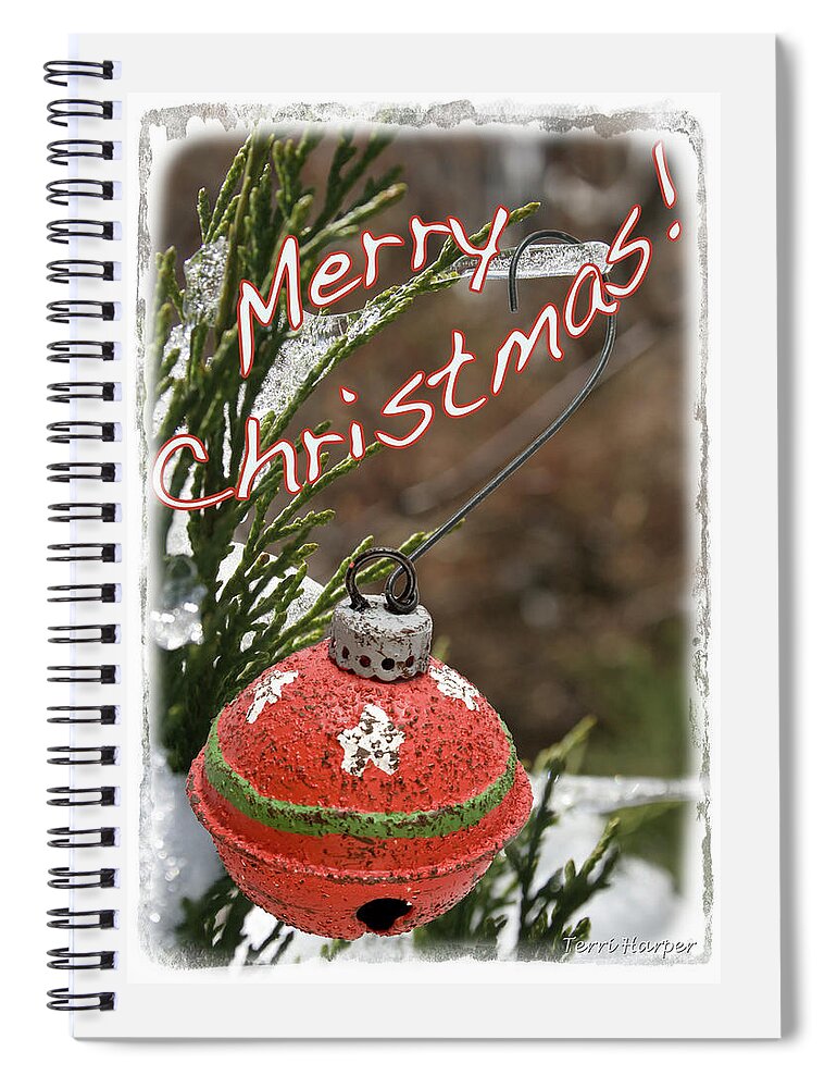 Christmas Ornament Spiral Notebook featuring the photograph Christmas Bell Ornament by Terri Harper