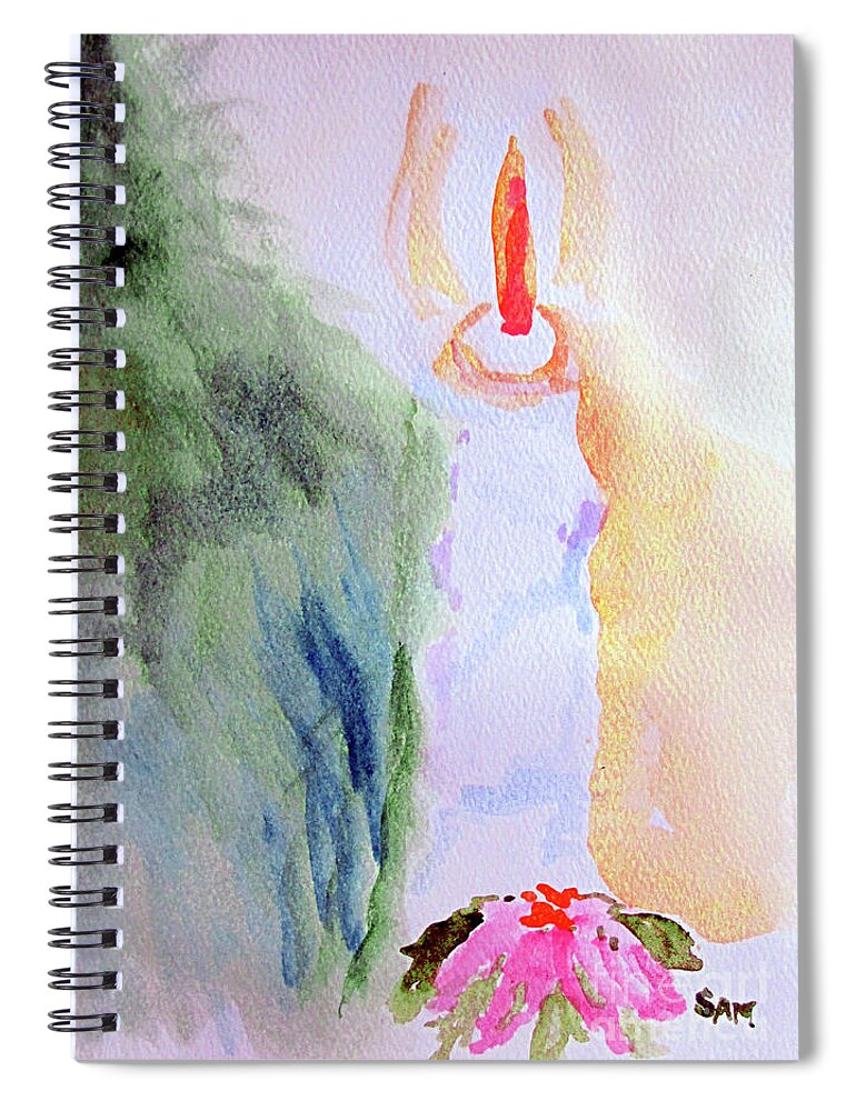 Christmas Spiral Notebook featuring the painting Christmas Candle 1 by Sandy McIntire