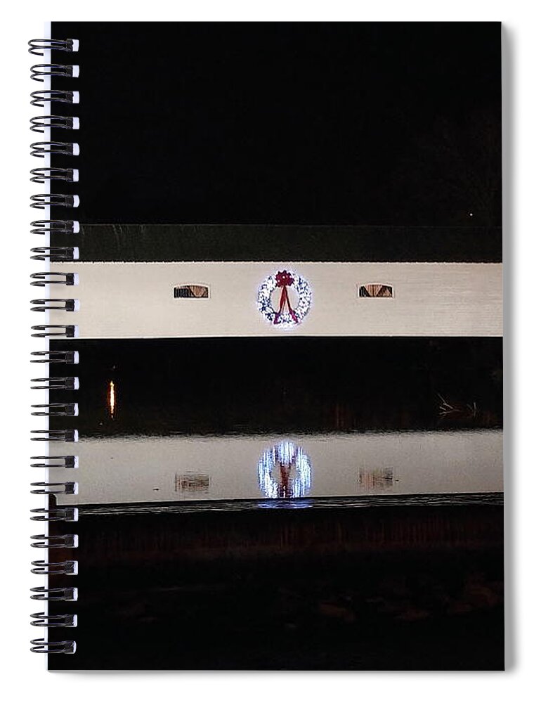 Covered Bridge Spiral Notebook featuring the photograph Christmas Covered Bridge by Cynthia Clark