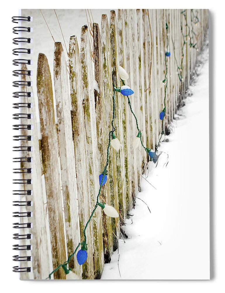 Picket Fence Spiral Notebook featuring the photograph Christmas Fence by Troy Stapek