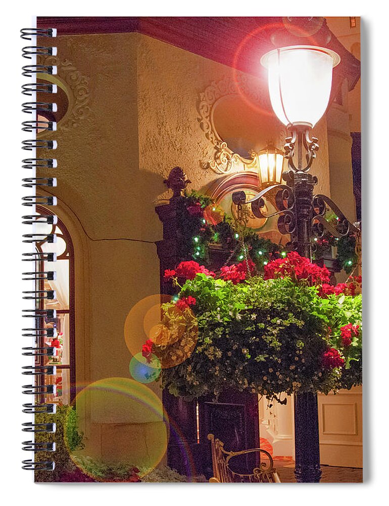 Christmas Spiral Notebook featuring the photograph Christmas, Germany Pavilion, EPCOT, Walt Disney World by A Macarthur Gurmankin