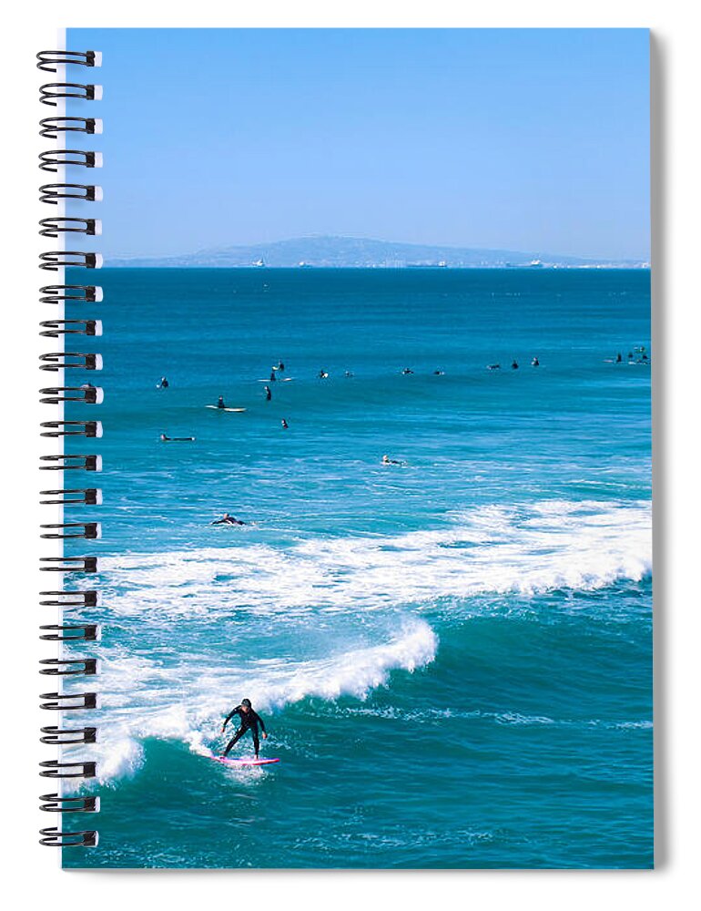 Surfers Spiral Notebook featuring the photograph Christmas in Huntington Beach California by Ram Vasudev