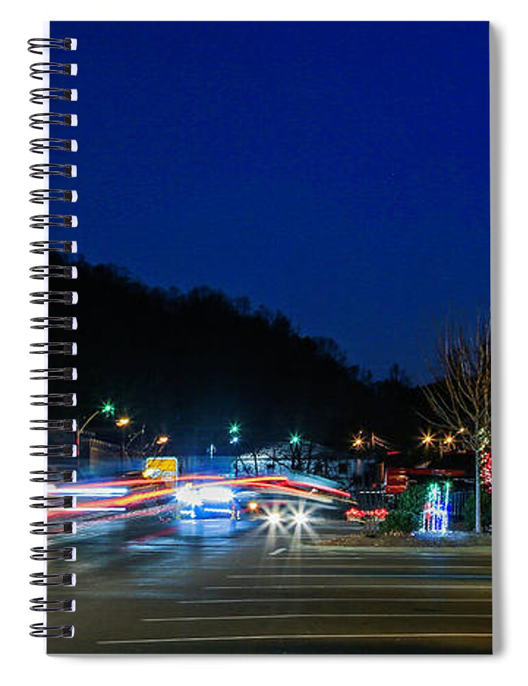 West Jefferson Nc Spiral Notebook featuring the photograph Christmas Light Show by Dale R Carlson