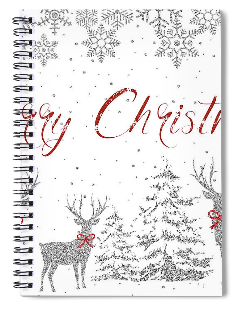 Christmas Spiral Notebook featuring the digital art Christmas Silver 2 by Jean Plout