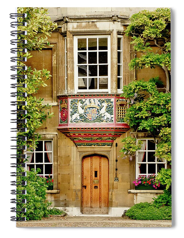 Cambridge Spiral Notebook featuring the photograph Christ's College court. Cambridge. by Elena Perelman